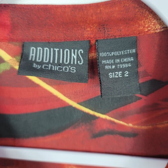 Chico's Additions Blouse Women's Size Large Red & Black Abstract Design - Picture 8 of 11